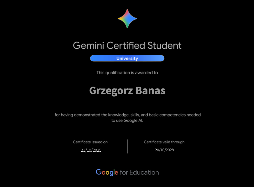 Gemini Certified Student Certyfikat
