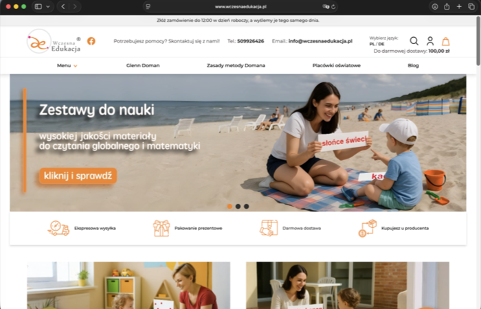 zrzut ekranu strony wczesnaedukacja.pl