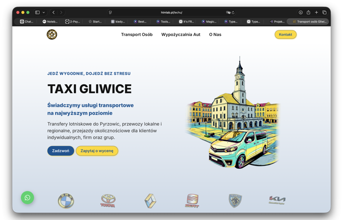 Przykładowa realizacja strony WWW dla firmy przewozowej taxi-gliwice.eu
